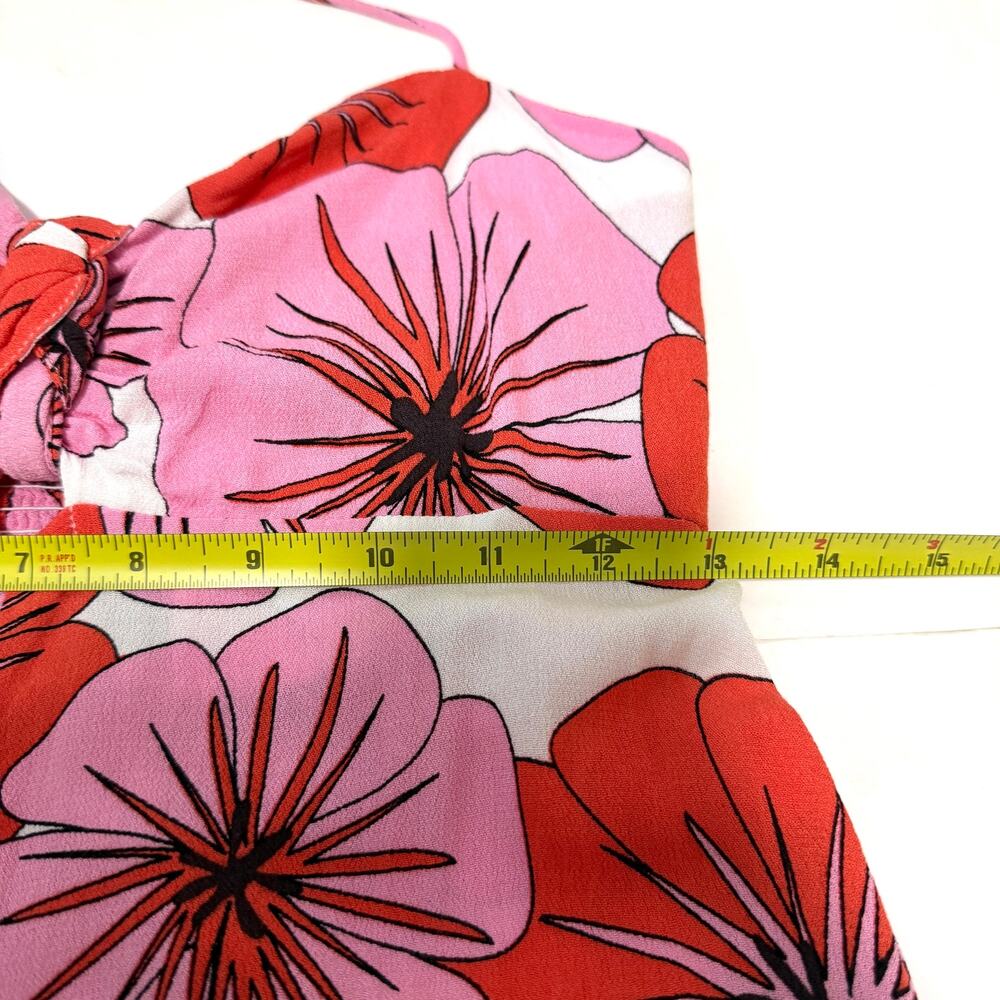 Ava Sky Womens Floral Jumpsuit XS Pink Red Halter Hawaiian Beach Tropical - Picture 5 of 9